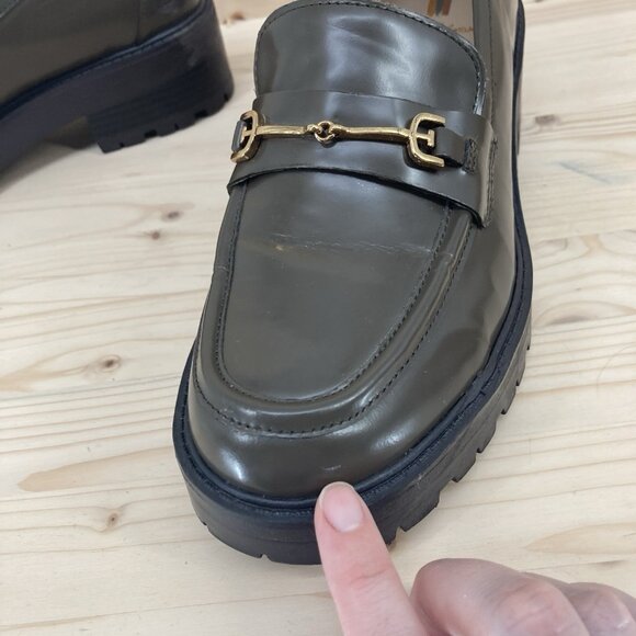 Sam Edelman Womens Penny Loafers Tully Shoes Sz 8.5 Alpine Green Gold Leather - Picture 5 of 16